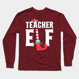 Teacher Elf Funny Christmas Long Sleeve T-Shirt